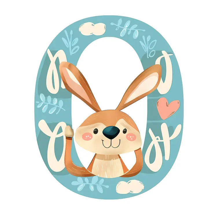 Cute Rabbit in Letter O Illustration