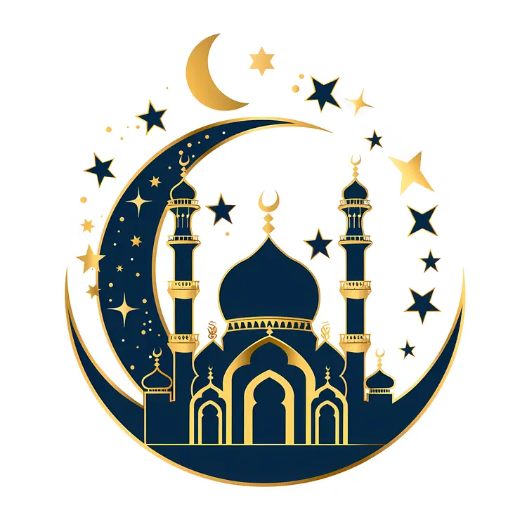 Beautiful Mosque with Crescent and Stars