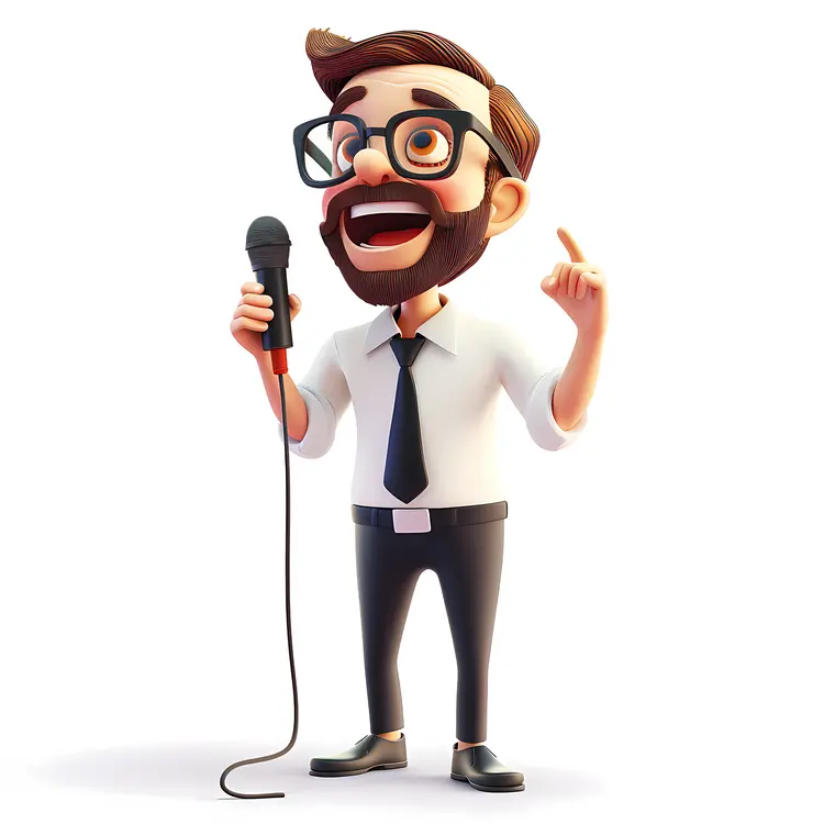 Cartoon Man with Microphone