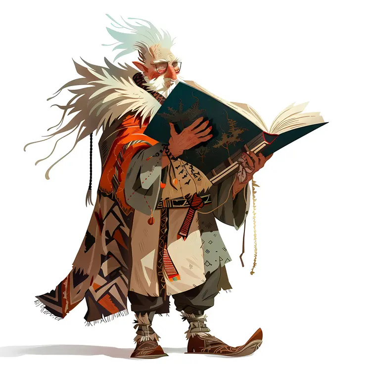 Elderly Man Reading a Large Book
