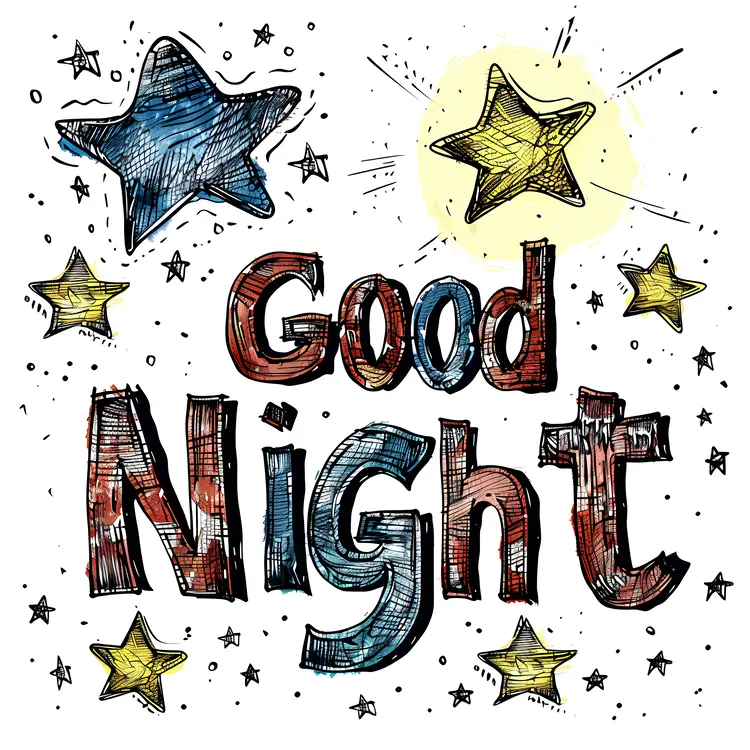 Good Night Doodle with Stars