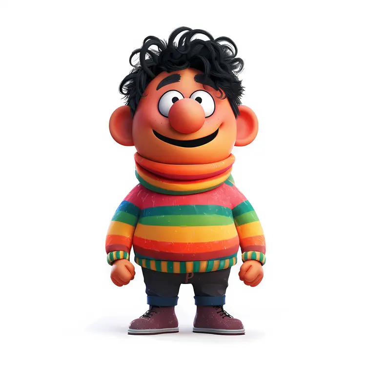 Colorful Character in Rainbow Sweater