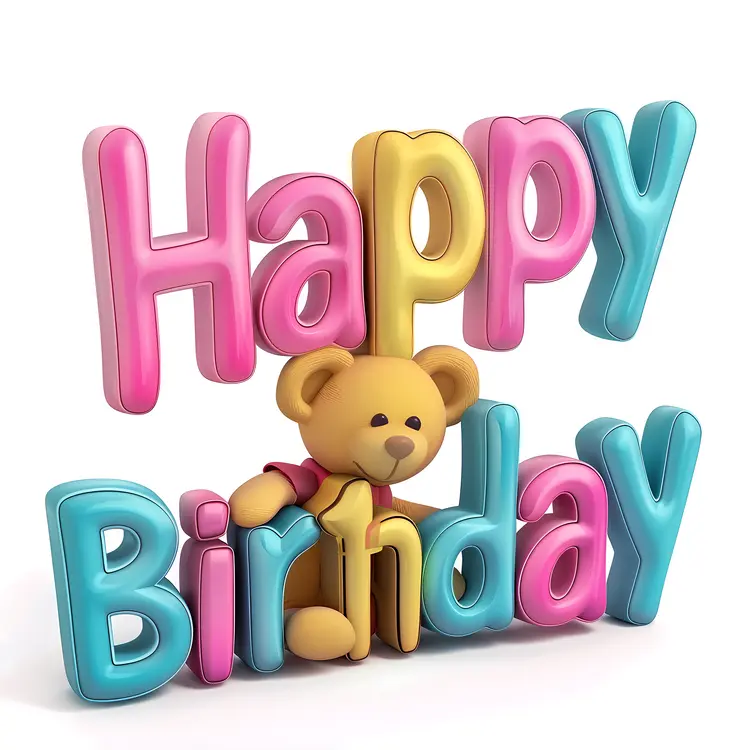 Teddy Bear with Happy Birthday Sign