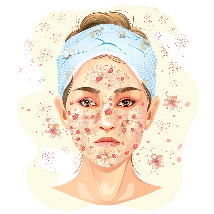 Illustration of a Face with Acne and Spots
