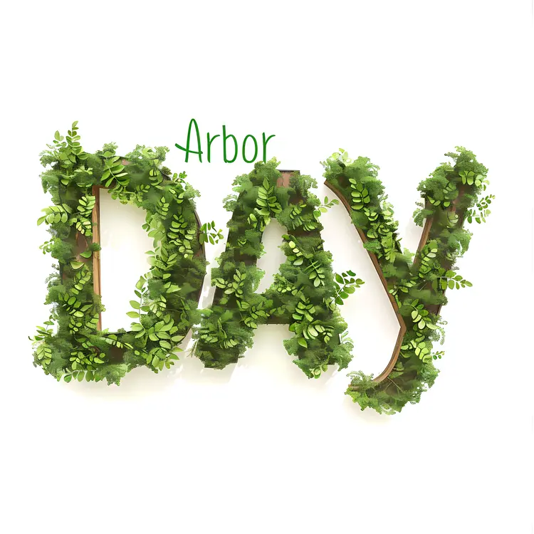 Arbor Day Text Illustration