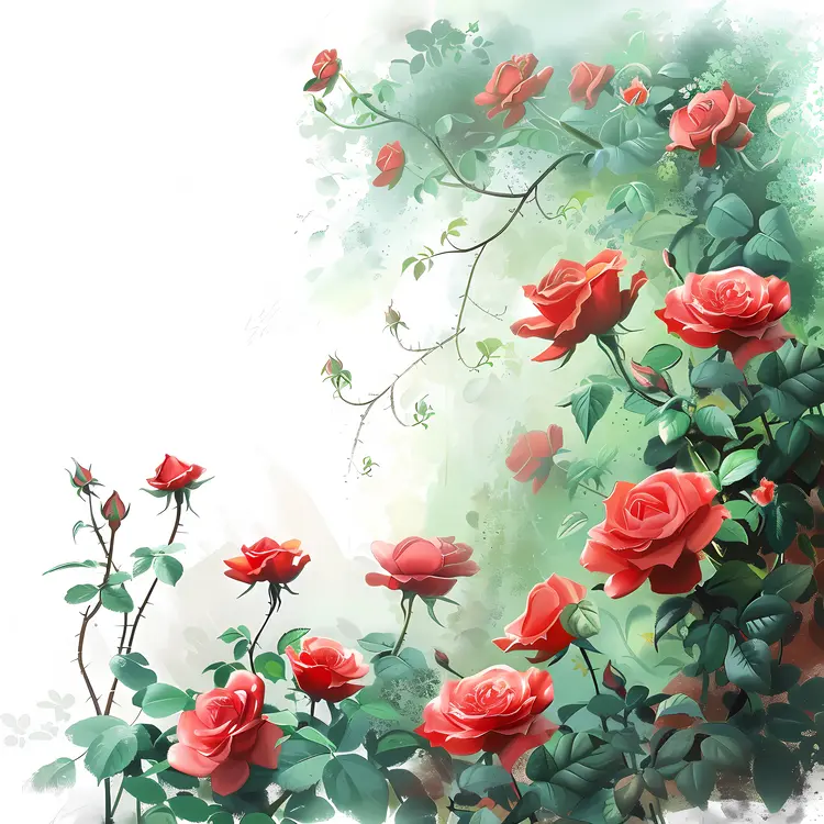Red Roses in a Garden