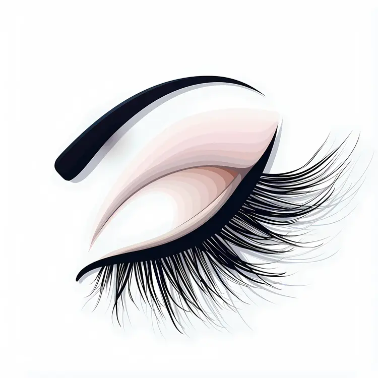 Closed Eye with Long False Eyelashes