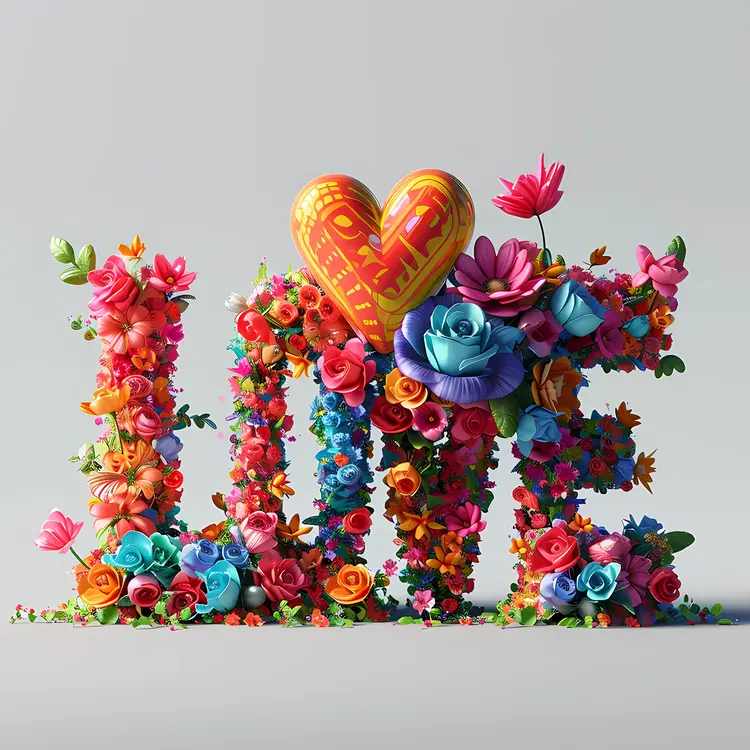 Floral Love Text Art