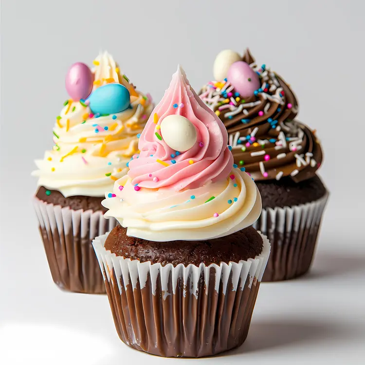 Cupcakes with Colorful Icing for Easter
