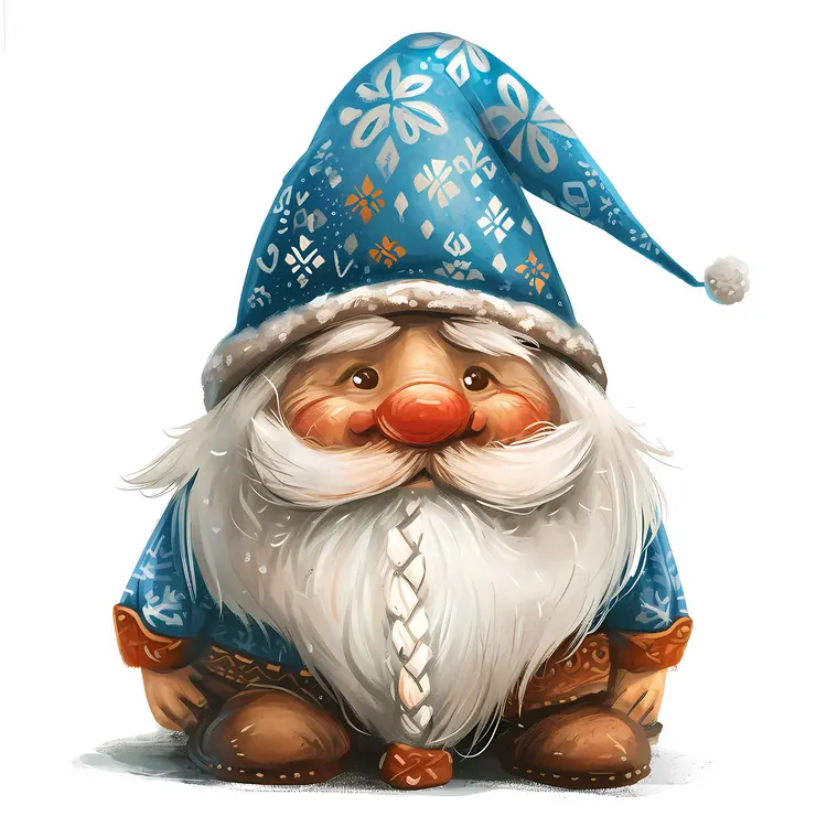 Gnome with Blue Hat and Braided Beard