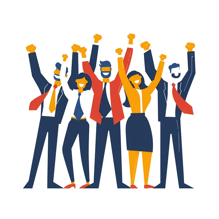 Cheering Business Team Illustration