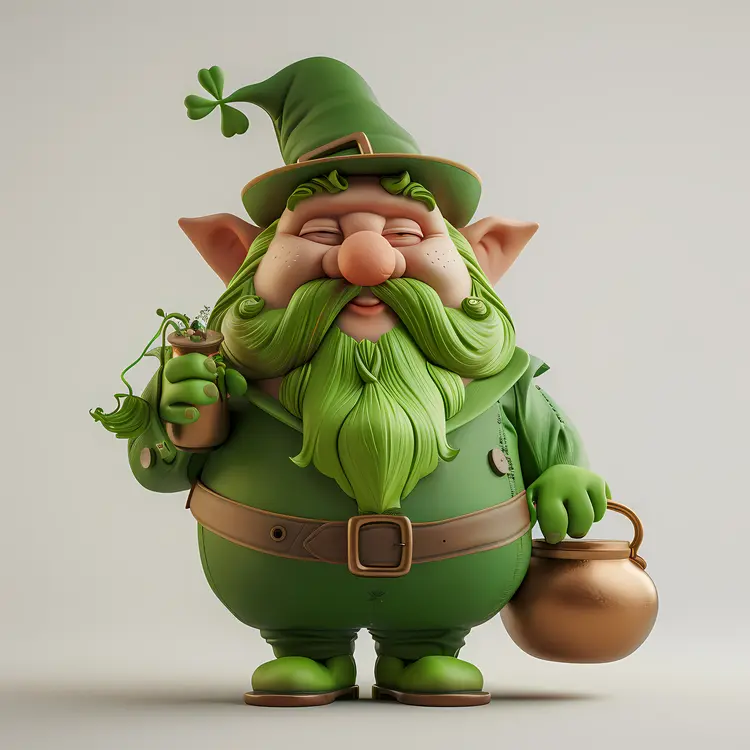 Chubby Leprechaun with Pot of Gold