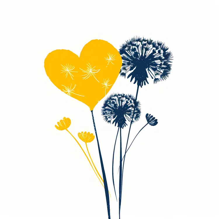 Yellow and Blue Heart-shaped Dandelion