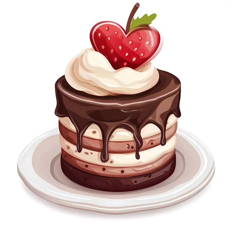 Layered Cake with Strawberry and Chocolate Syrup