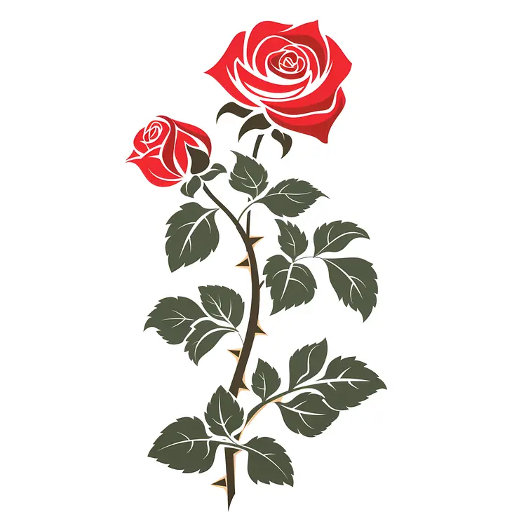 Red Rose with Bud