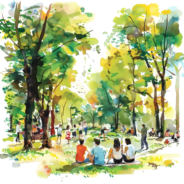 Vibrant Park Scene with People