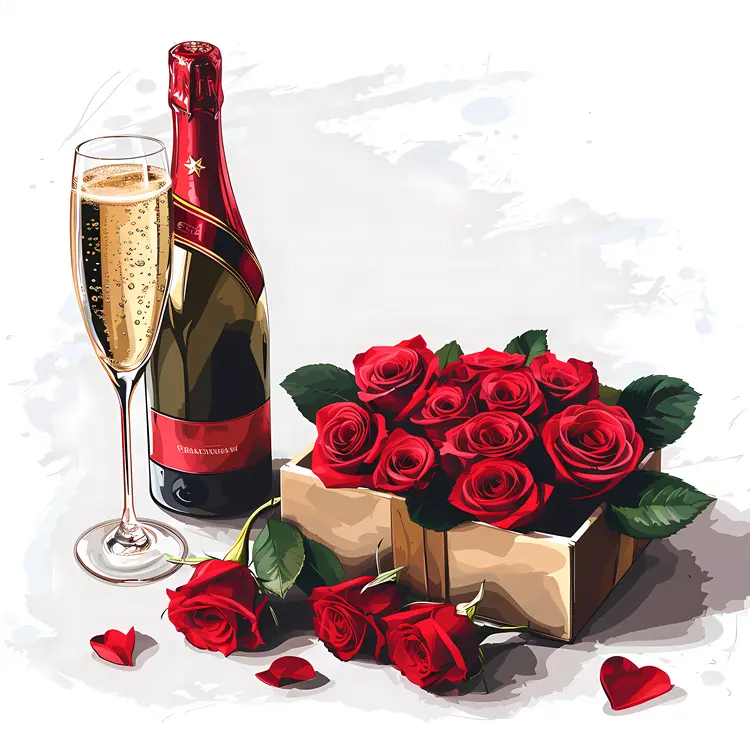 Champagne and Roses for a Romantic Celebration