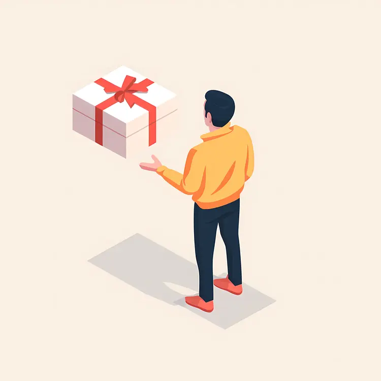 Man with Floating Gift Box