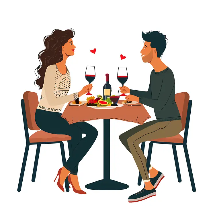 Romantic Couple Dining Illustration