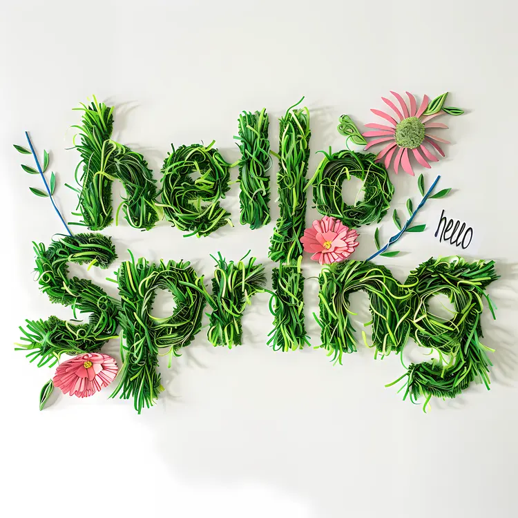 Hello Spring with Flowers and Greenery