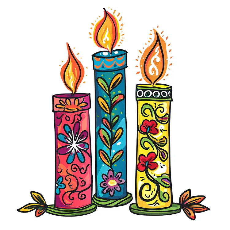 Colorful Illustrated Decorative Candles
