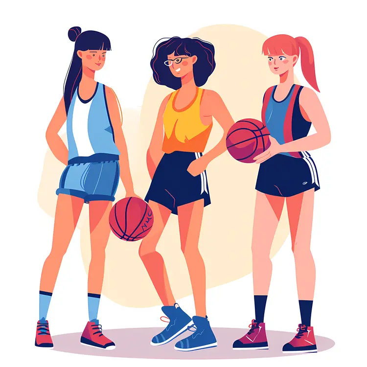 Cartoon Basketball Players Illustration