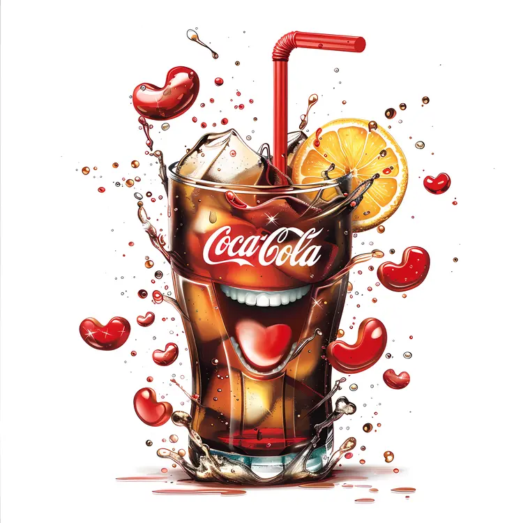 Refreshing Coca-Cola Glass with Ice and Lemon