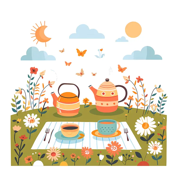 Tea Set for a Picnic in the Garden