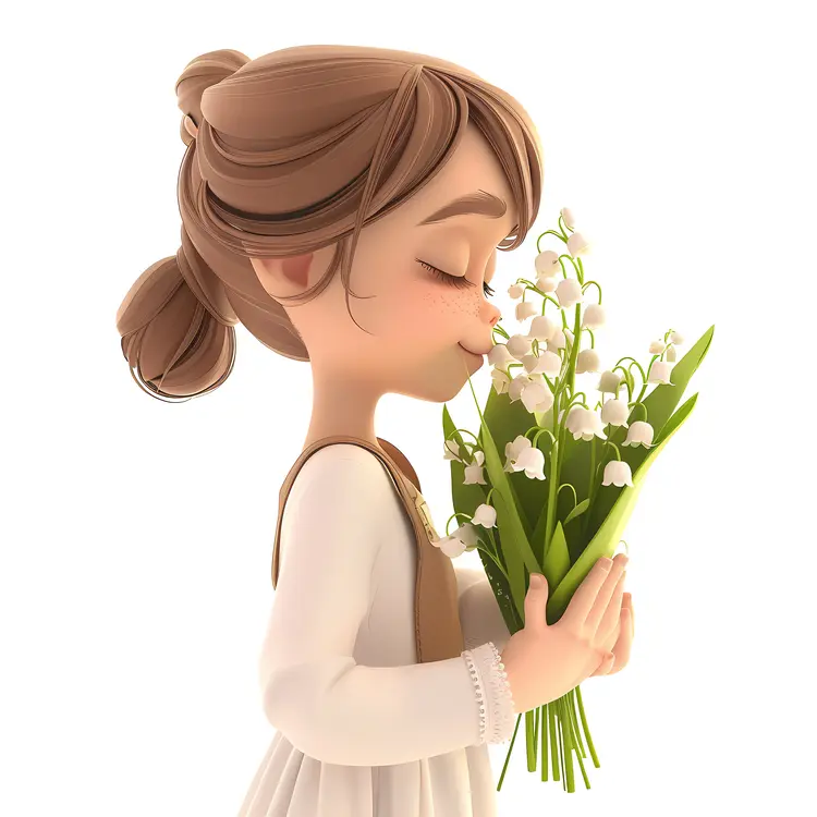 3D Girl with Flowers Illustration