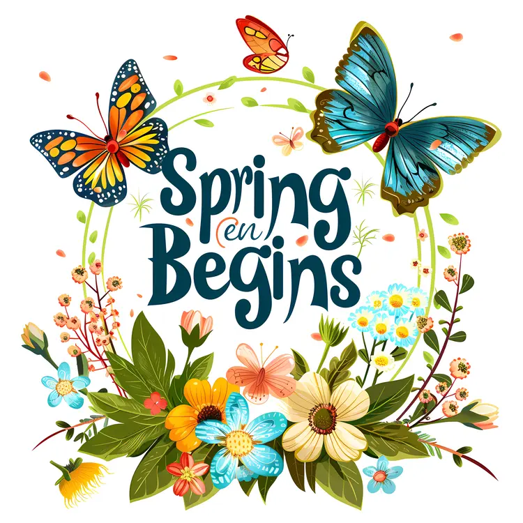 Spring Begins with Butterflies and Flowers