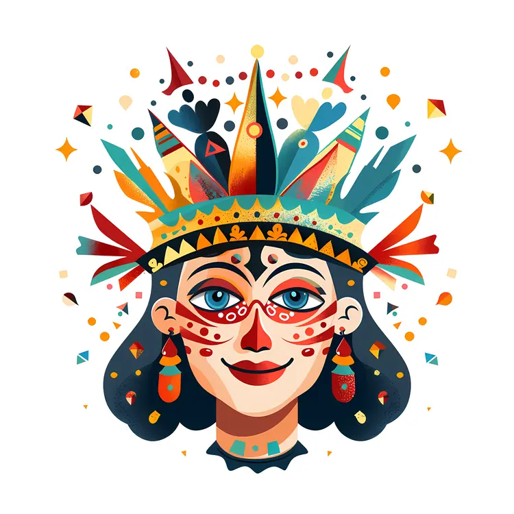 Colorful Queen with Crown and Face Paint