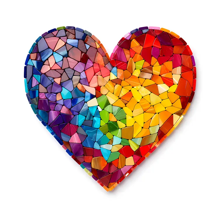 Colorful Mosaic Rainbow Heart