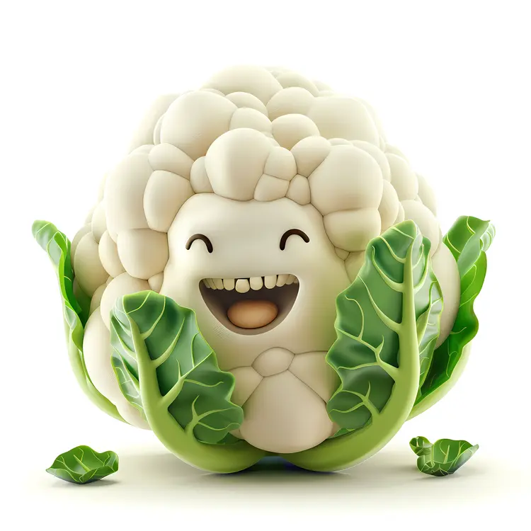 Smiling White Cauliflower Cartoon