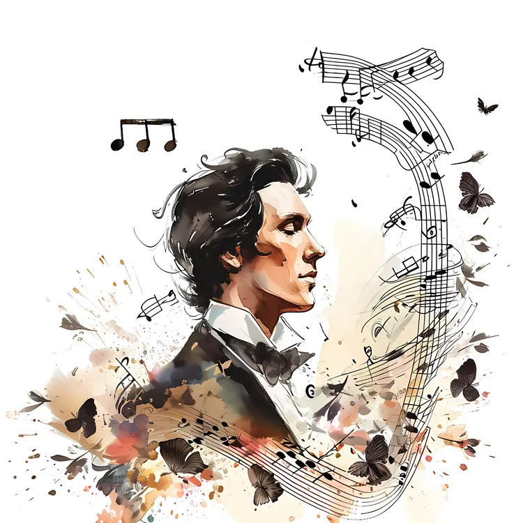 Man with Musical Notes Illustration