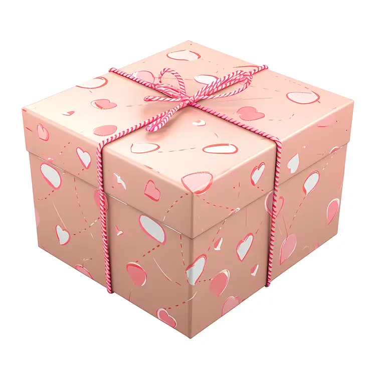 Pink Gift Box with Heart Patterns