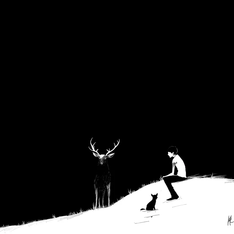 Person with Deer and Cat