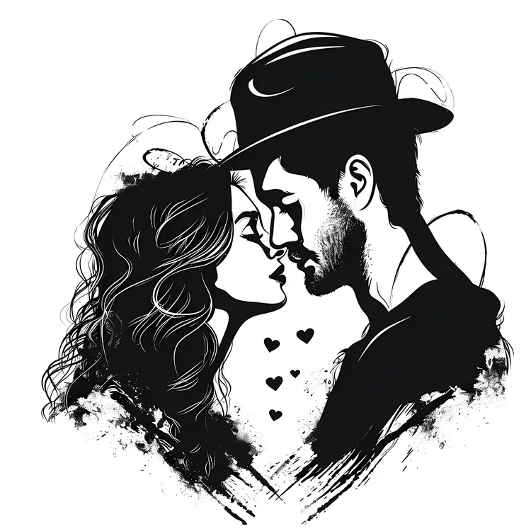 Couple in Love with Hearts