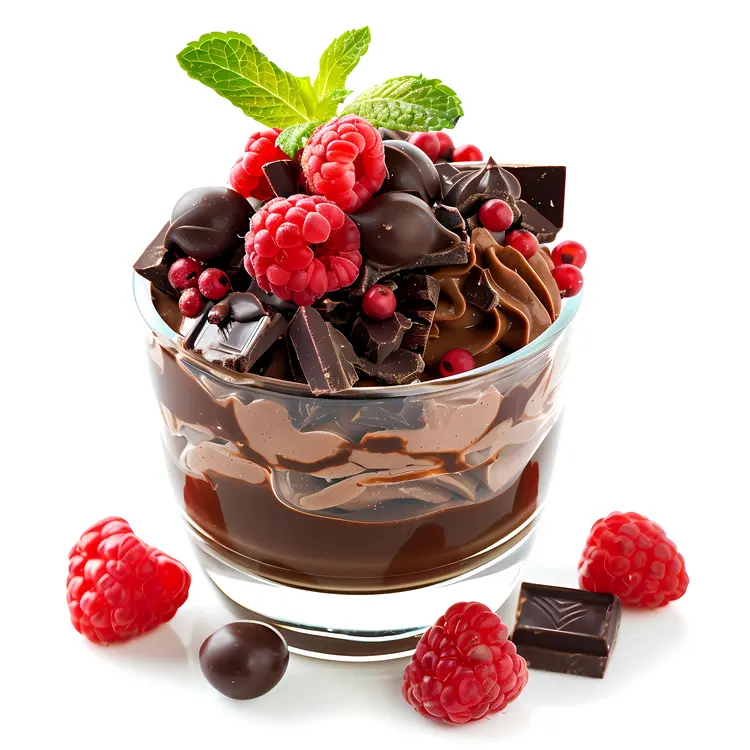 Rich Chocolate Dessert with Raspberries