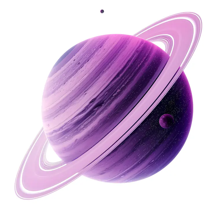 Purple Planet with Rings in Space