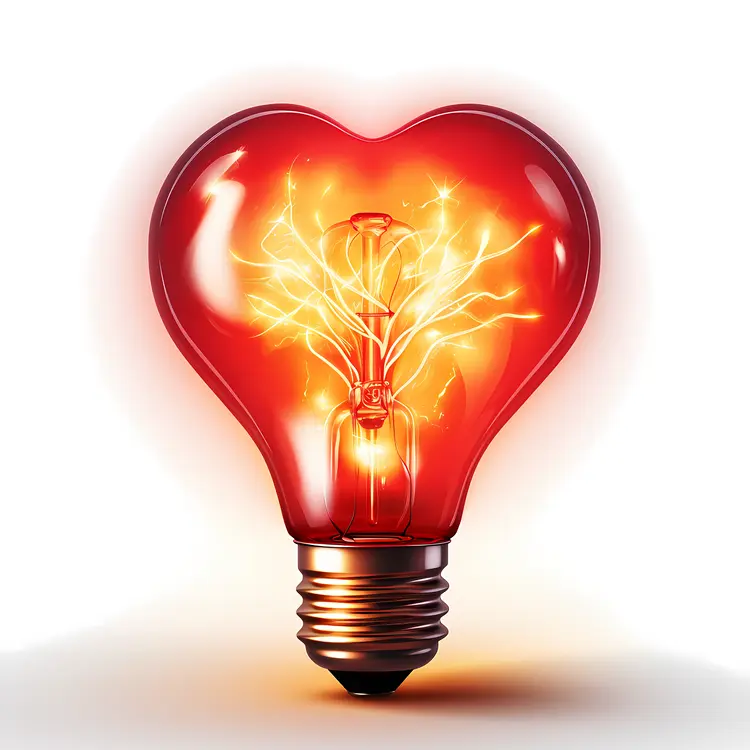 Glowing Heart-shaped Light Bulb