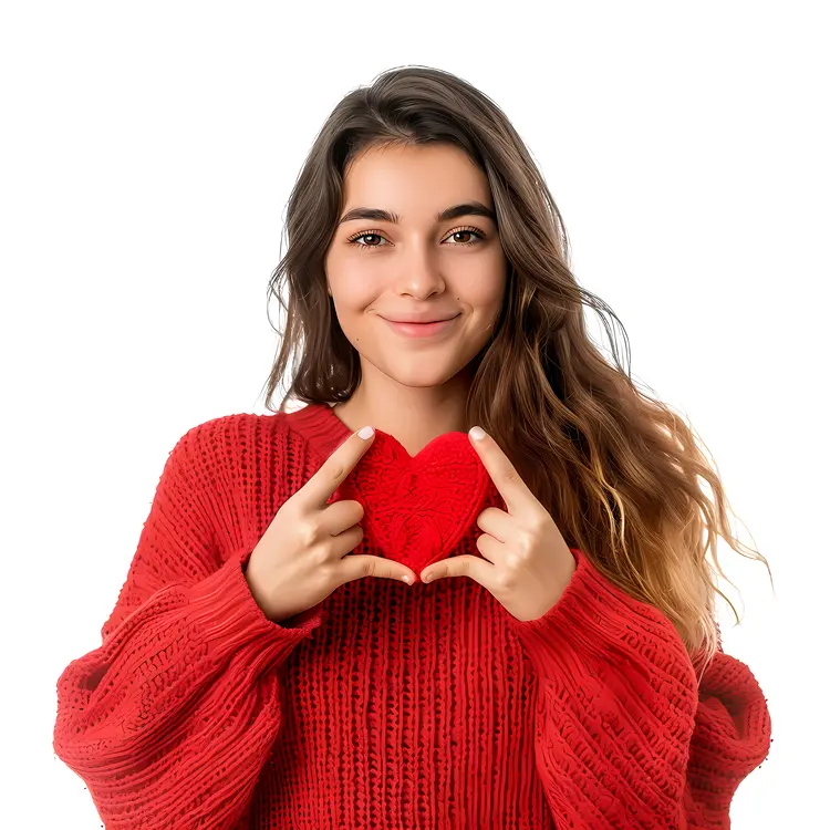 Young Woman Holding Heart