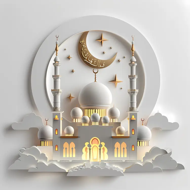 Beautiful Mosque with Crescent Moon