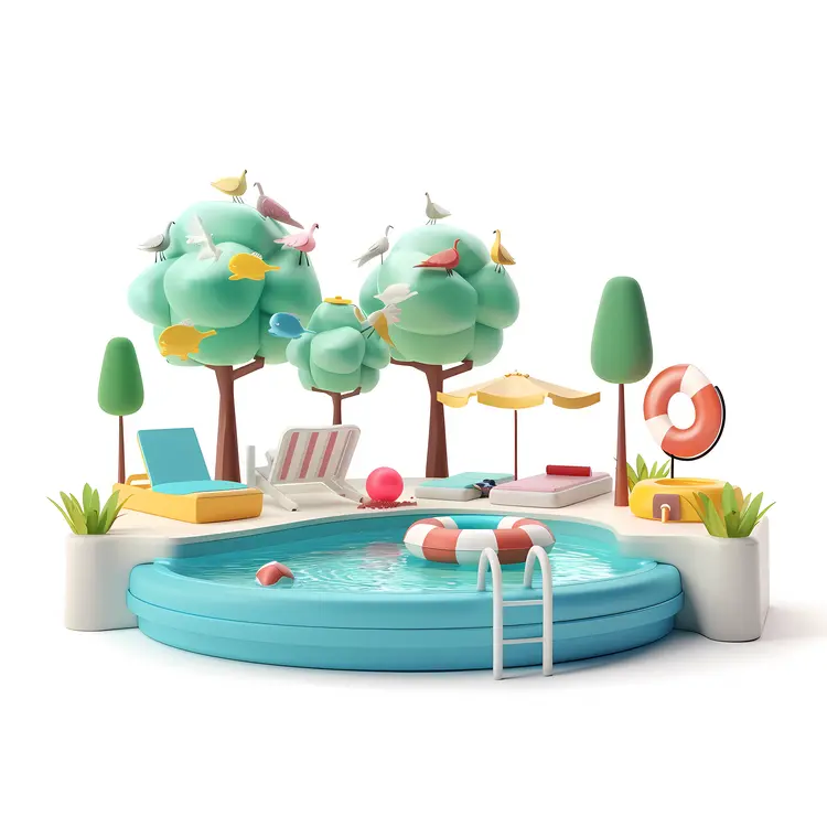 Whimsical Poolside Scene