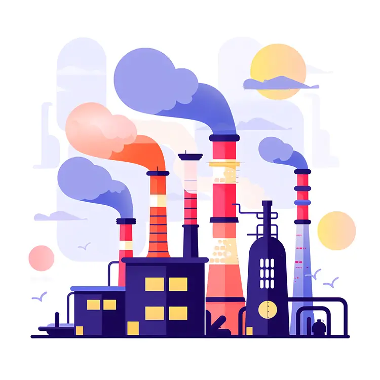 Industrial Factory with Smoke Emissions