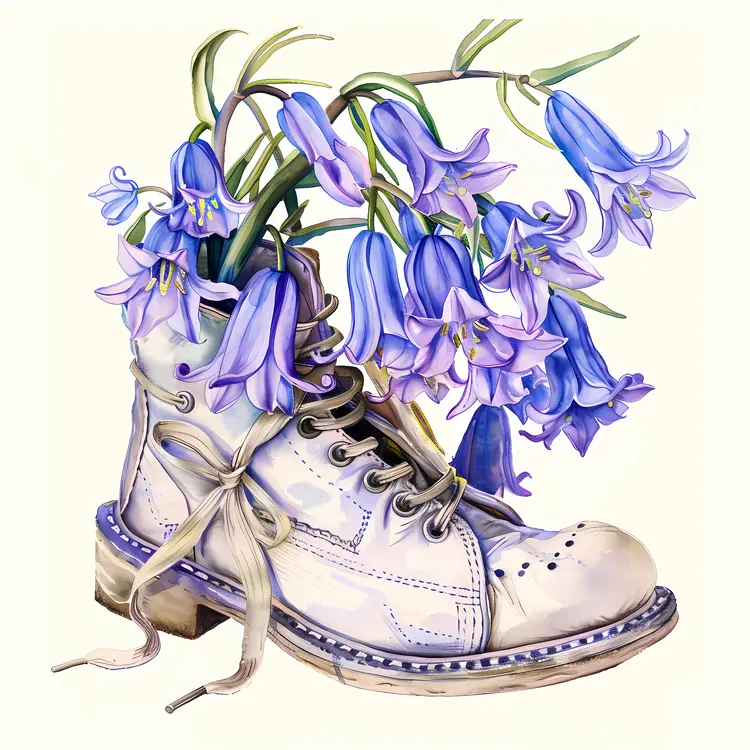 Bluebell Flowers in a White Boot