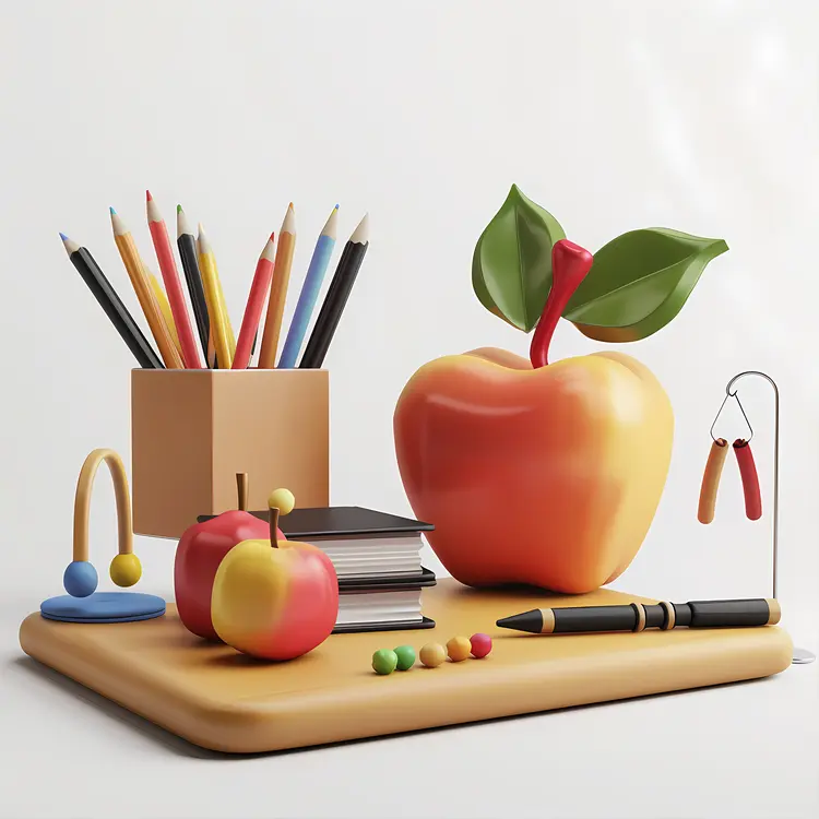Colorful School Supplies on a Desk