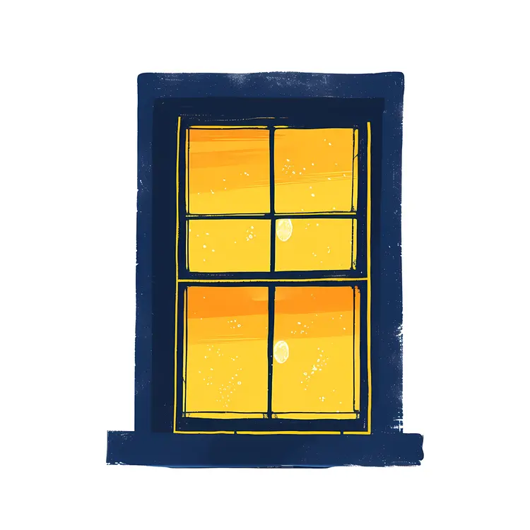 Cozy Nighttime Window with Warm Light