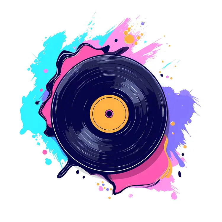 Colorful Vinyl Record with Splashes