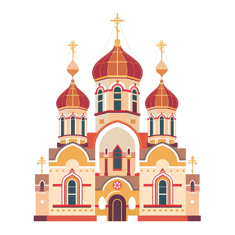 Church with Red Domes Illustration