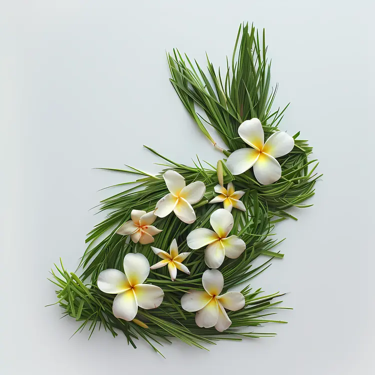Green Bunny with White Flowers